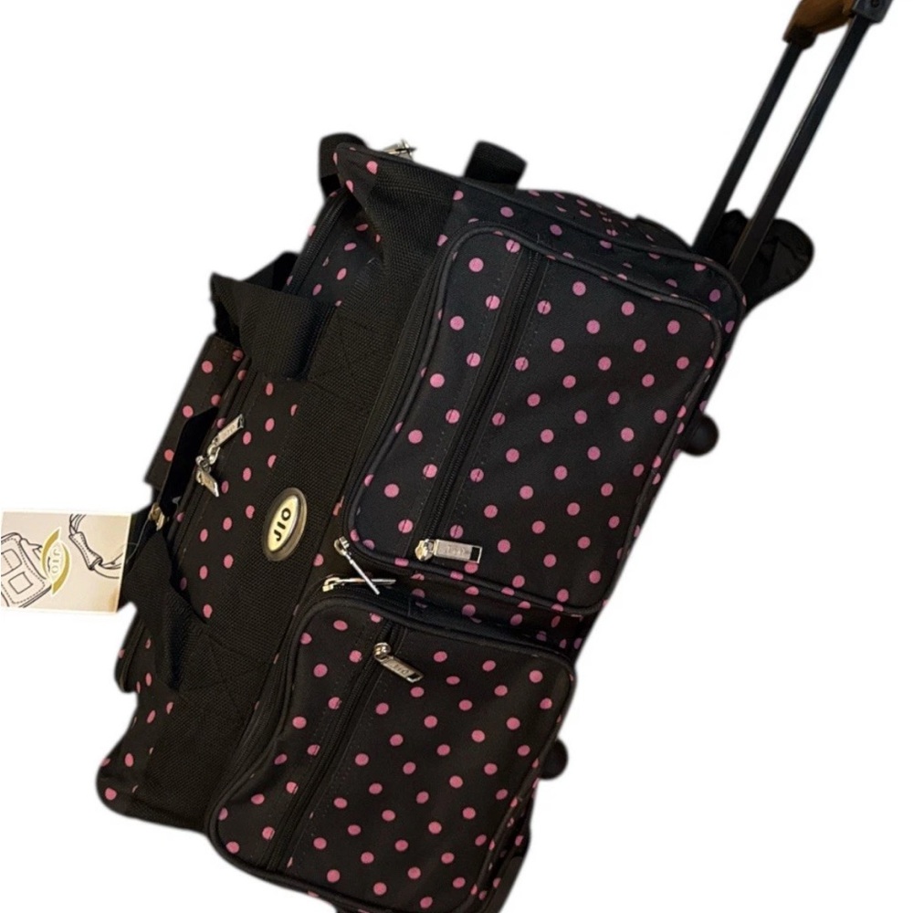 Jia luggage 20" x 11"  x 11"  Inch Rolling Duffel Bag black and pink